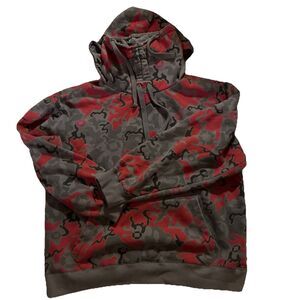 Blacksmith Men’s Red Camo Built-in Face Mask Neck Warmer Hoodie Sweatshirt XXL